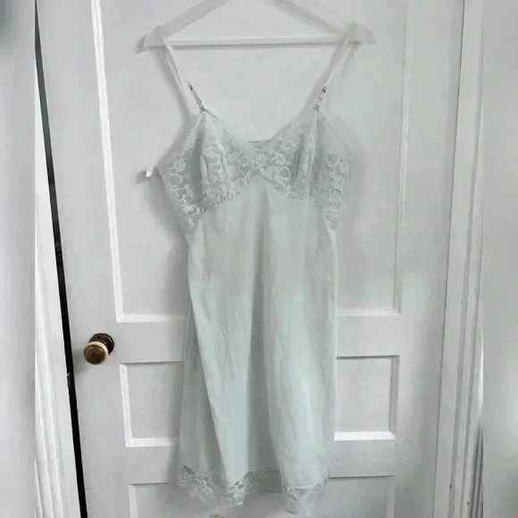 Vintage Vanity Fair Made in USA Baby Blue Nightie Slip Dress - Picture 1 of 5